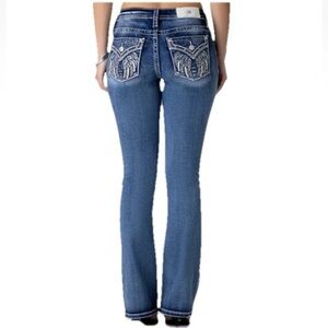 Miss Me Jeans Mid Rise Silver Angel Down Wings boot cut Women’s 34x34 NWT